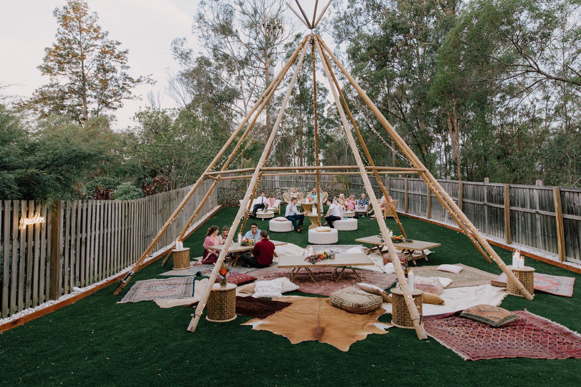 Backyard Tipi Wedding naked kung teepee
